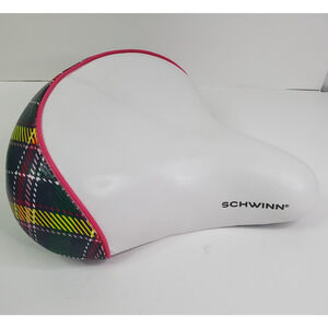 SCHWINN White/Plaid/Pink Spring Suspension Comfort Seat/Saddle Bike Part